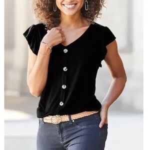 Black lascana Button-Down Women's Top